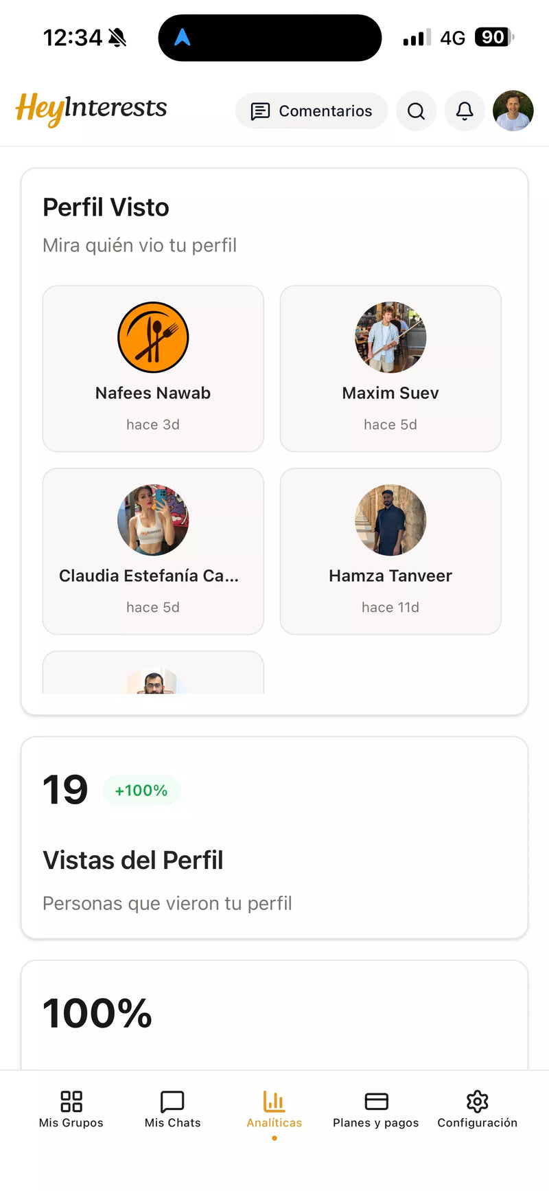Captura de pantalla de la aplicación