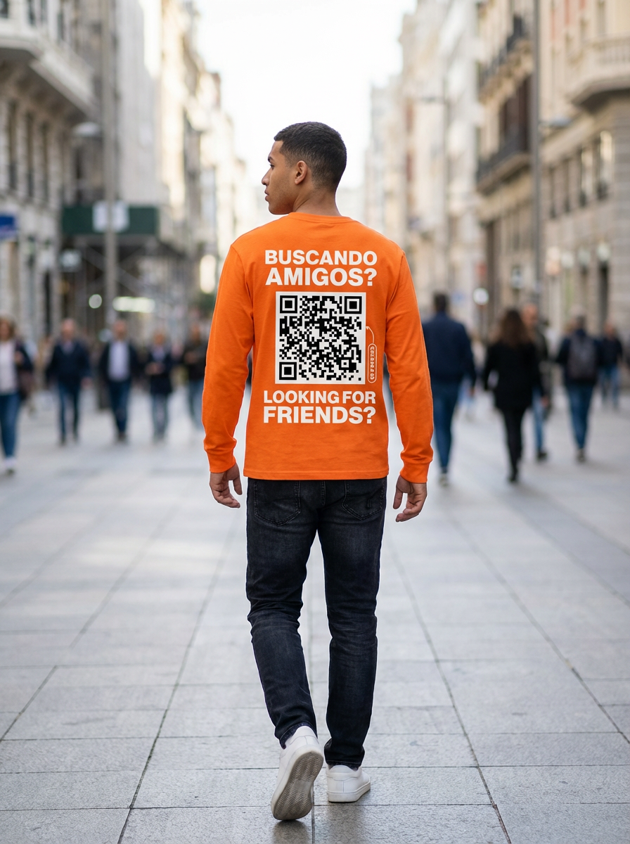 Camisa clásica de manga larga con código QR para hombre - HeyInterests