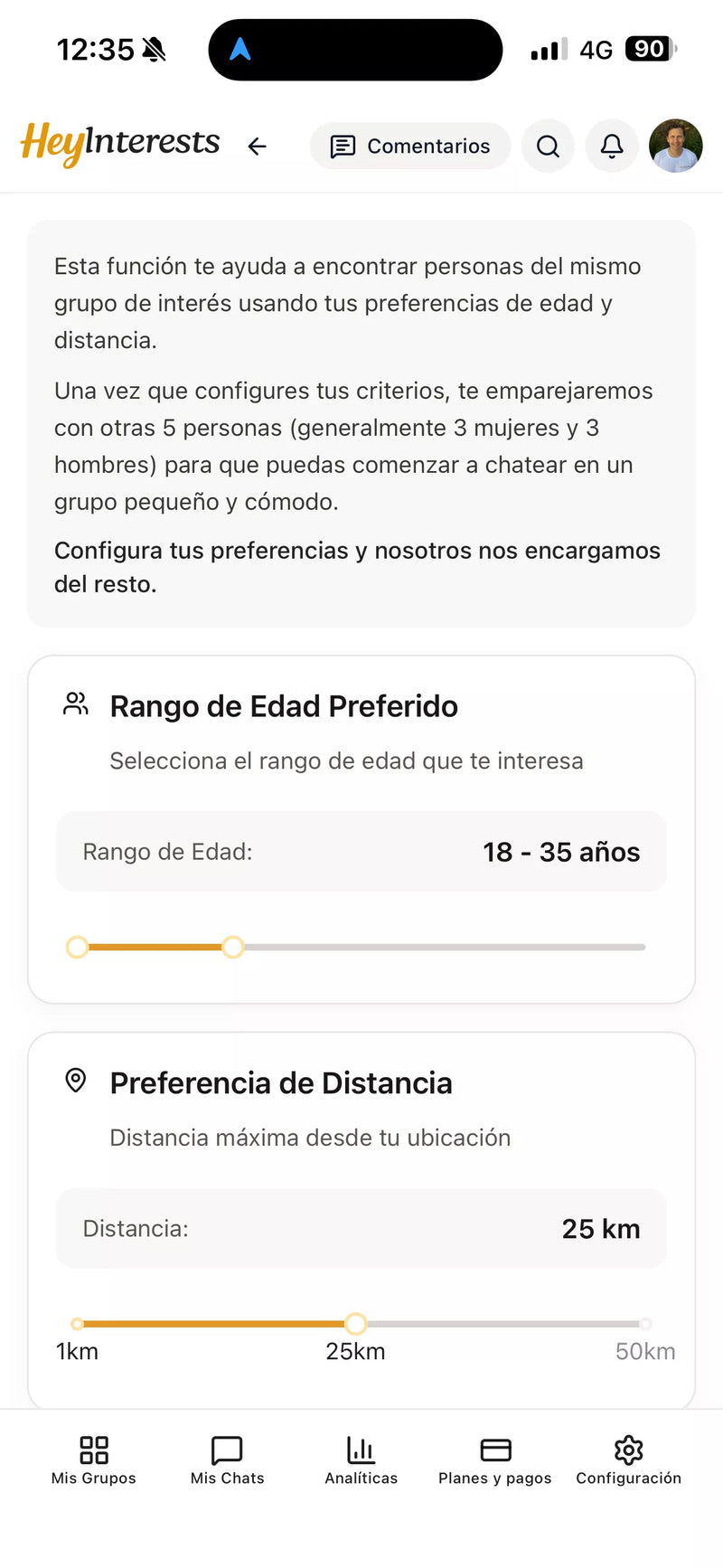 Captura de pantalla de la aplicación