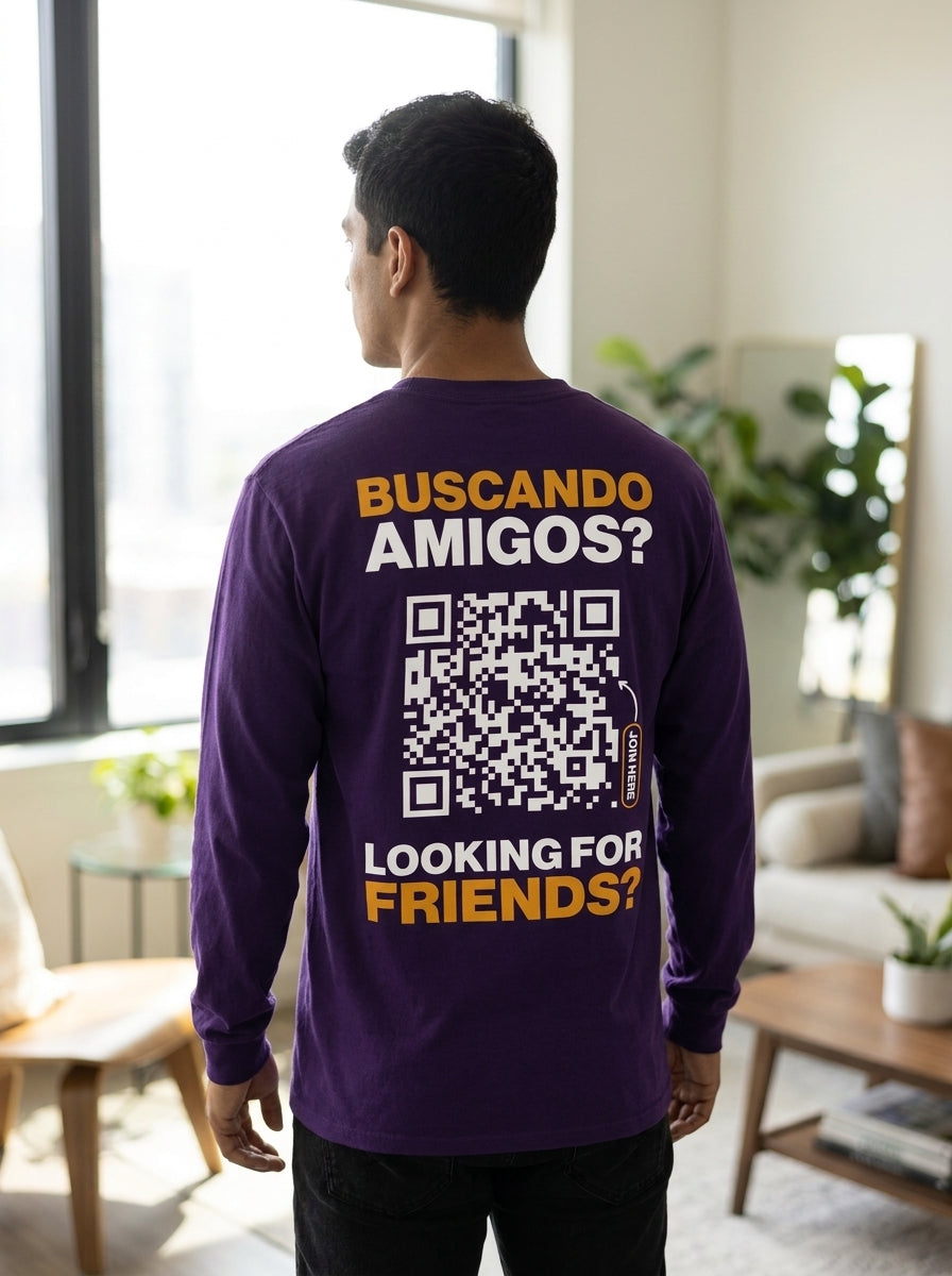 Camisa clásica de manga larga con código QR para hombre - HeyInterests