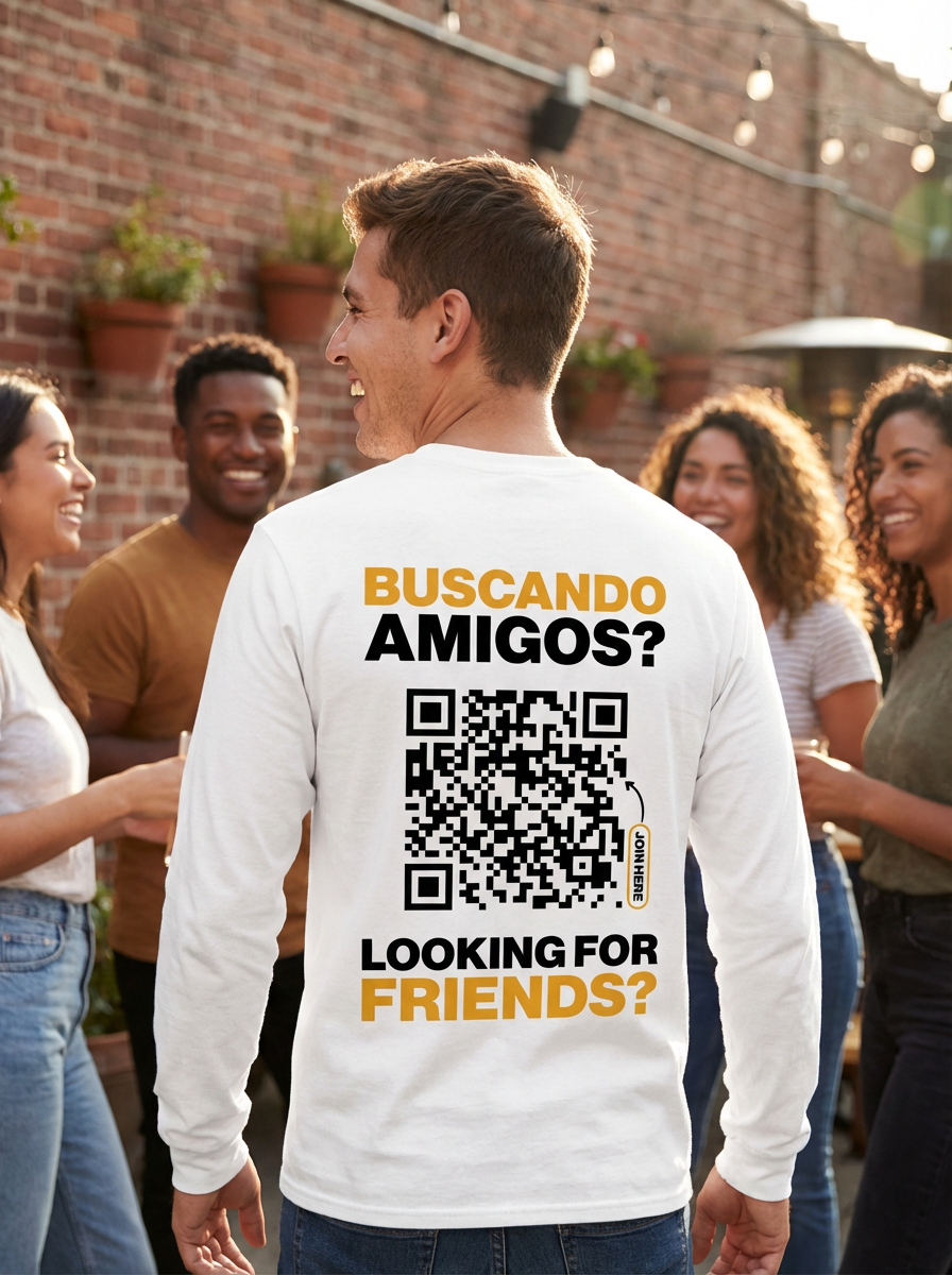 Camisa clásica de manga larga con código QR para hombre - HeyInterests