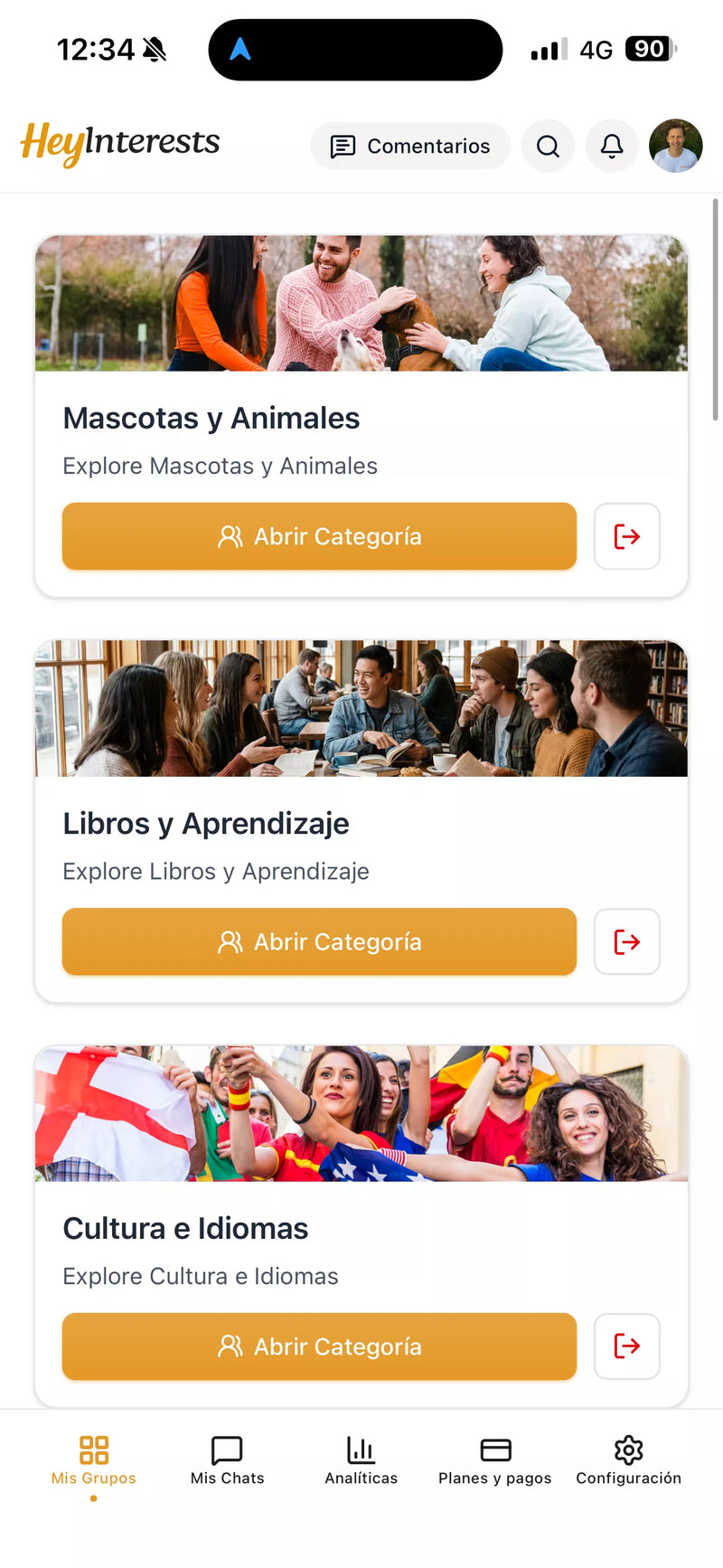 Captura de pantalla de la aplicación