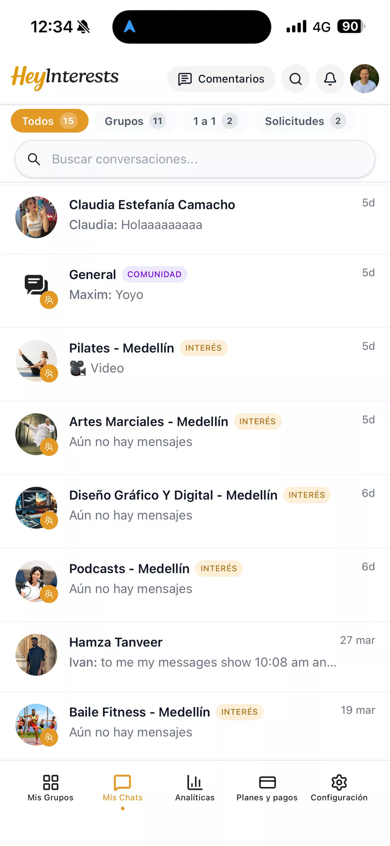 Captura de pantalla de la aplicación