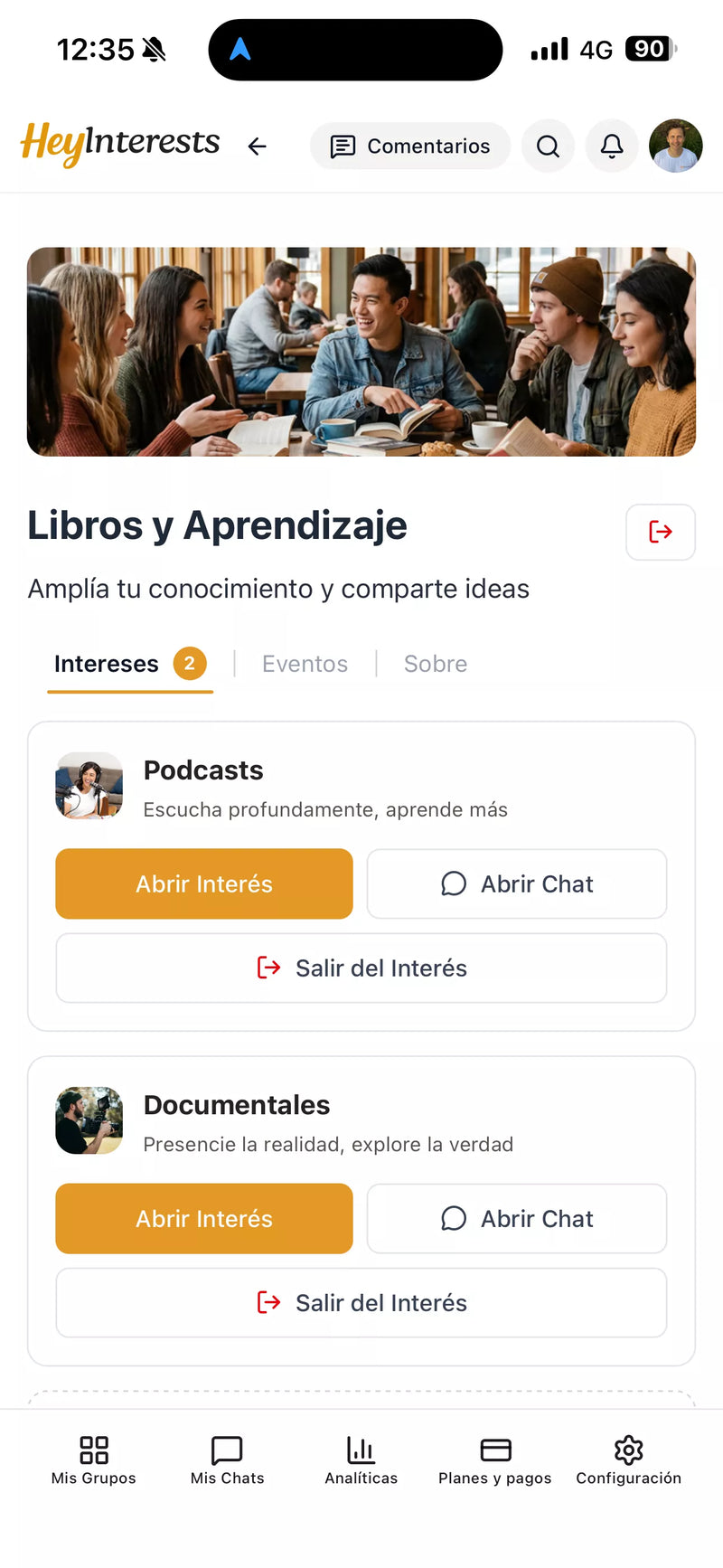 Captura de pantalla de la aplicación